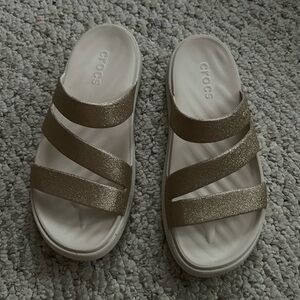 CROCS Gold Sandals Comfortable Two-Strap Design